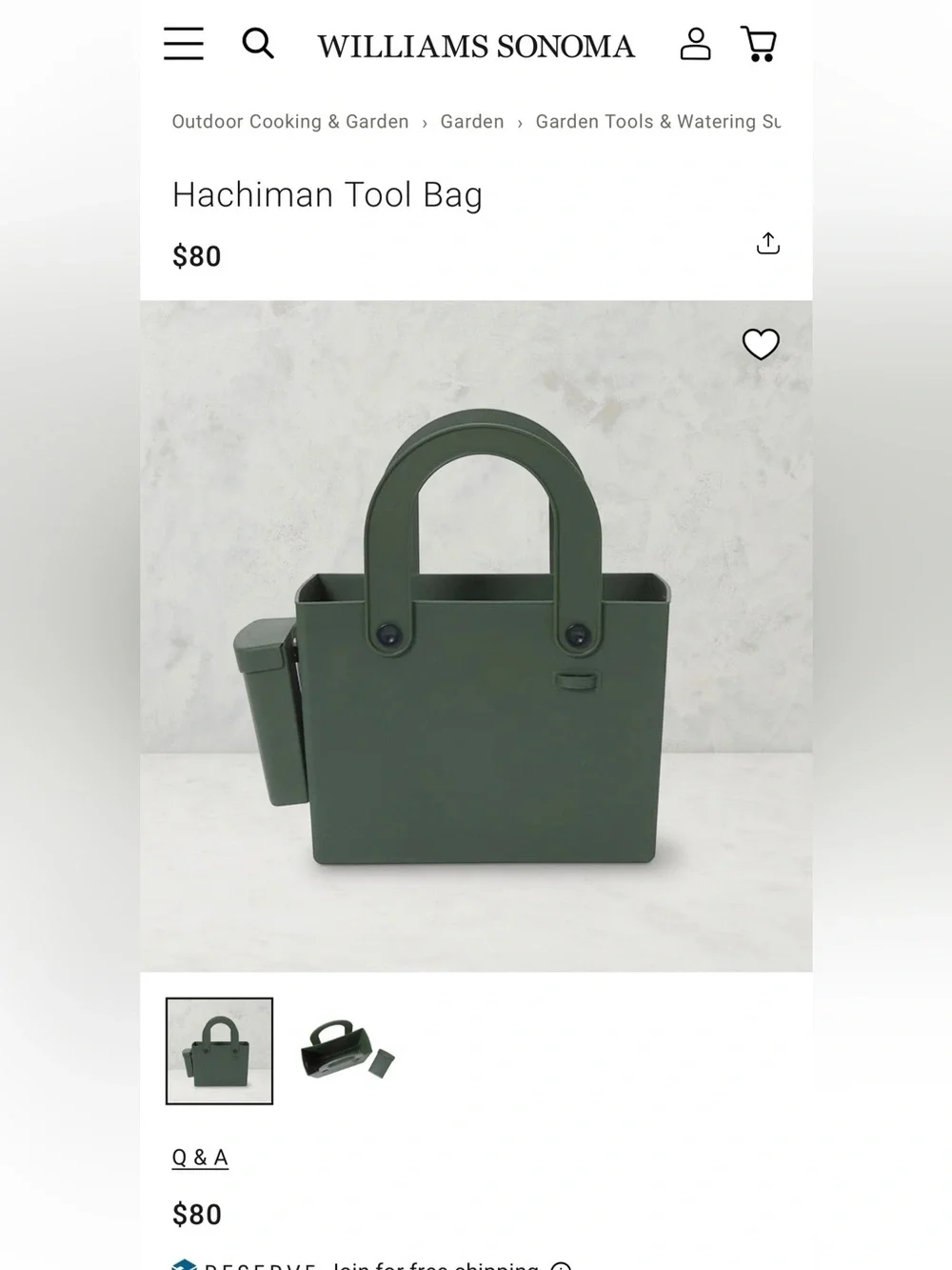 Hachiman Garden Tool Tote in Olive Green. New - Picture 4 of 6